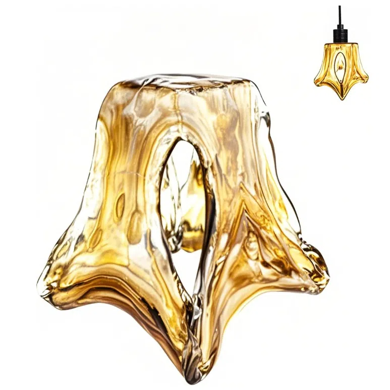 1-Pack 5.7" Amber Glass Irregular Caramel Lamp Shade Replacement, Brown Square Glass Cover, DIY Torchiere Shade Decorative for Pendant Light Table Lamp Swag Ceiling Lamp Wall Sconce
