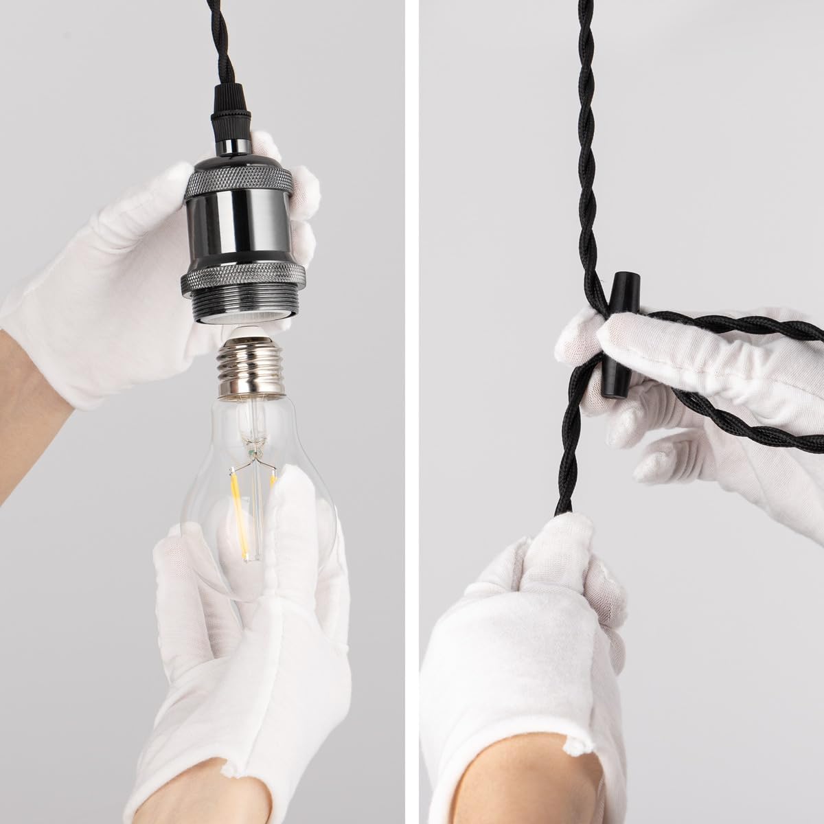 Kiven black pendant light assembly with Edison bulb and E26 socket, easy install, adjustable cord for track lighting.