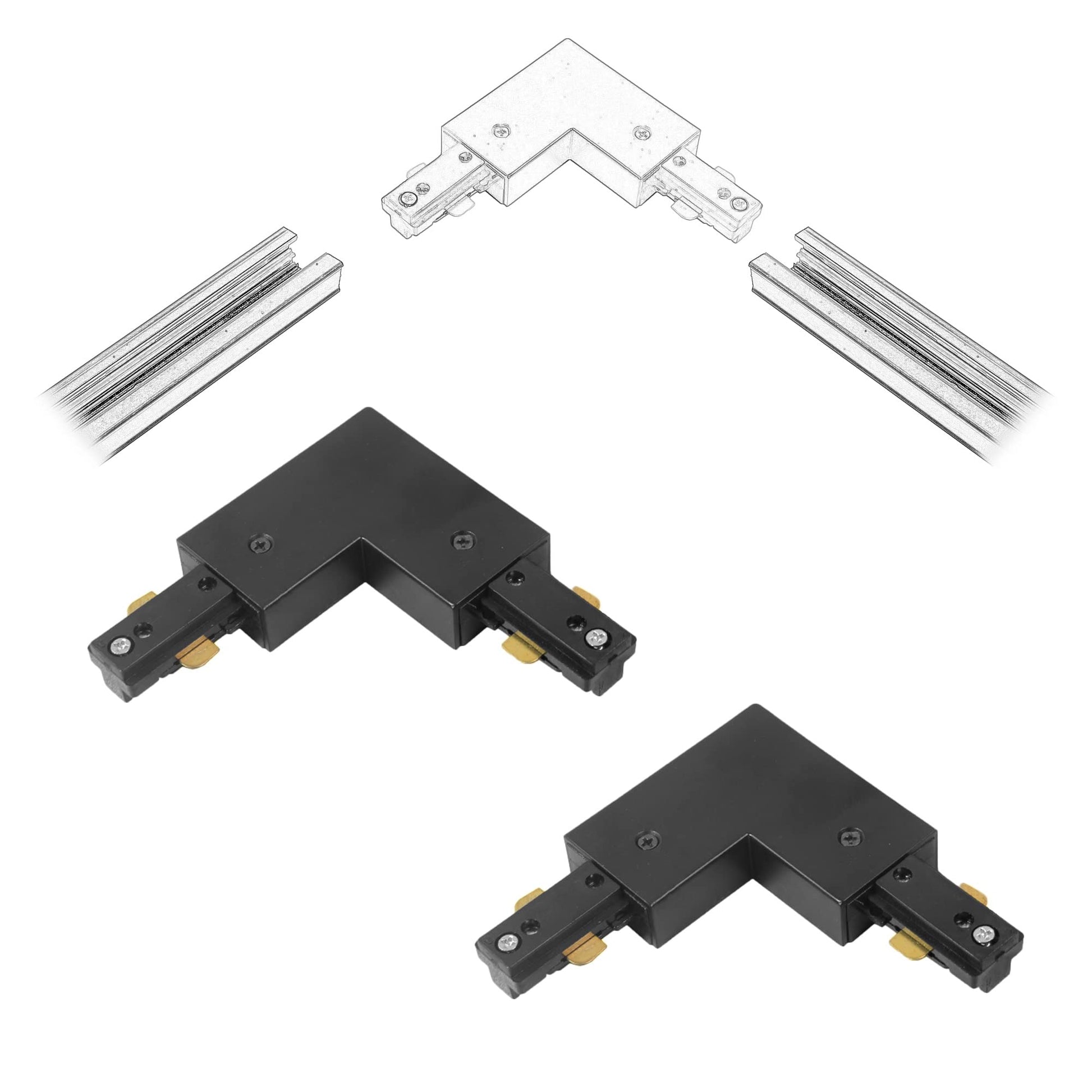 2 - Pack each of Black/White H Track L, I (PJ0213 - I - 2P - BK) and 3 - way T (Left/Right) connectors for turn and connection in the Halo Track System