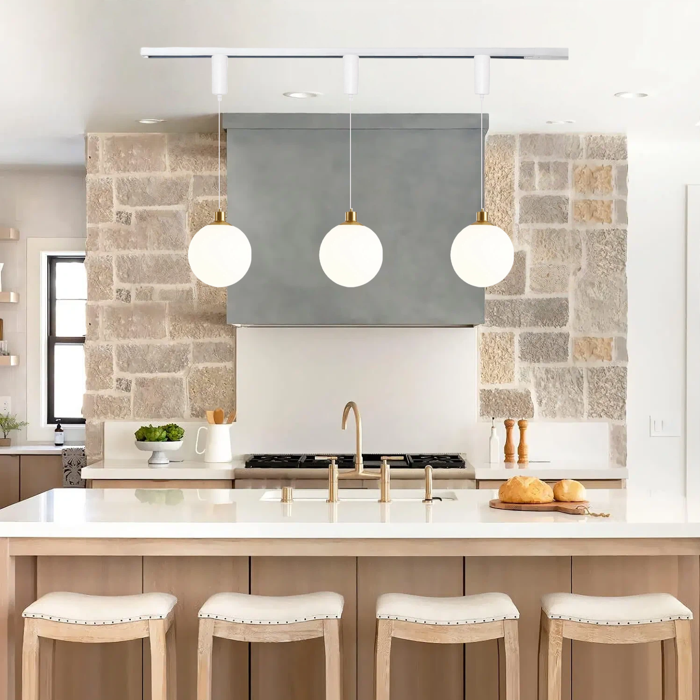 Kiven Gold and Milk White Glass Globe Pendant Lights for Nordic Style Dining, Bar, and Boutique Displays - DIY Assembly for Indoor Use