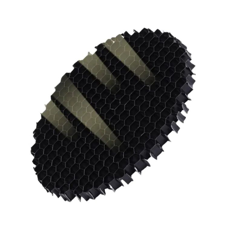 A close-up of a black honeycomb grid light modifier for photography or videography lighting.