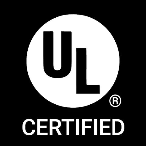 UL Certified logo - a black and white circular emblem with the letters 'UL' and the word 'CERTIFIED' underneath