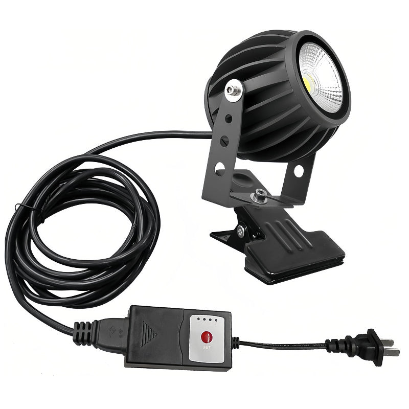 Kiven LED Clip Light with Timer Outlet, Auto On/Off, Waterproof/Rainproof, 10W (60W Equivalent), 9.8ft Cord, for Outdoor Stalls, Signs, Garden, Stairs