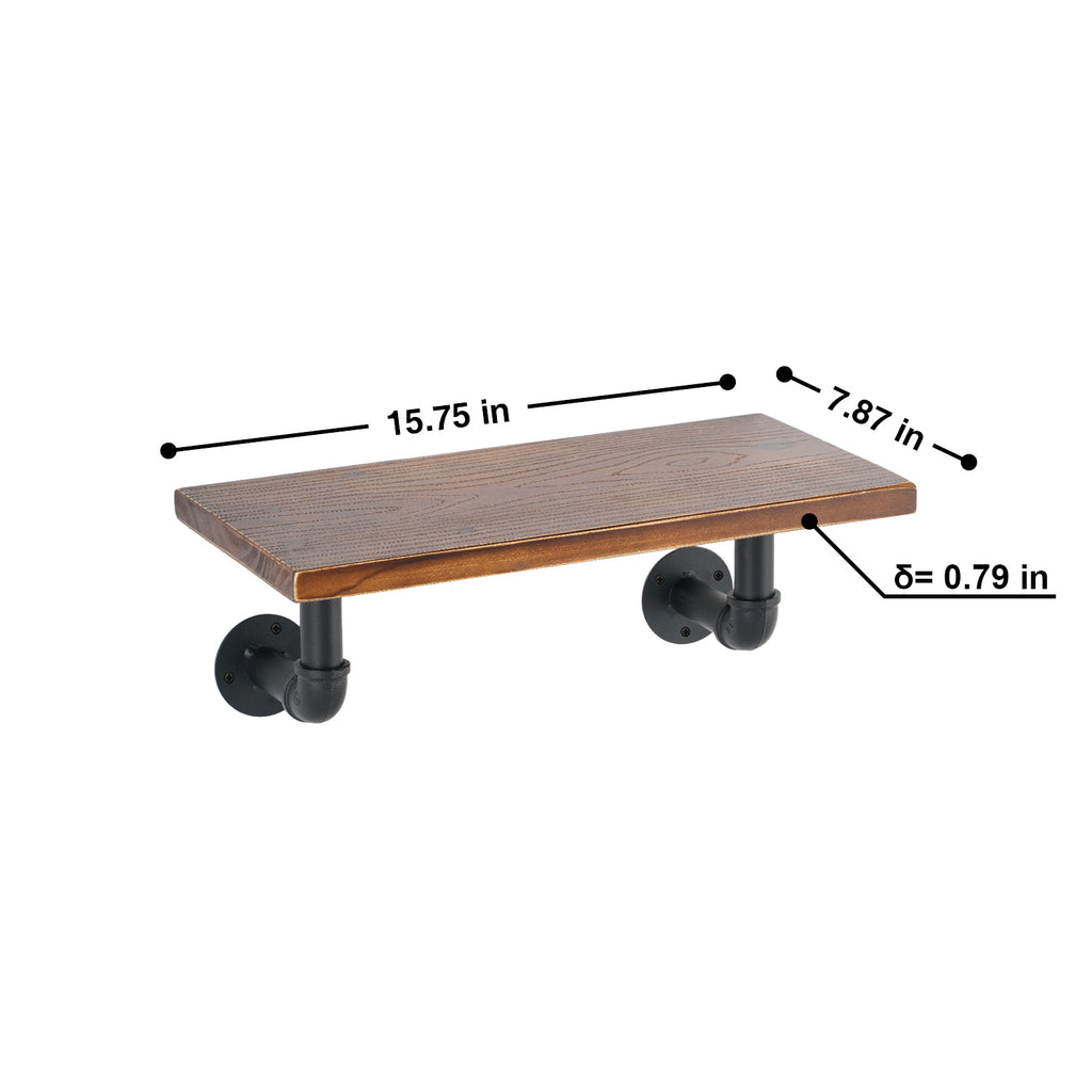 Touchless switch, rechargeable dimmable lamp, industrial-style pipe wall shelf decorative single-line solid wood shelf / wall-mounted shelving rack.