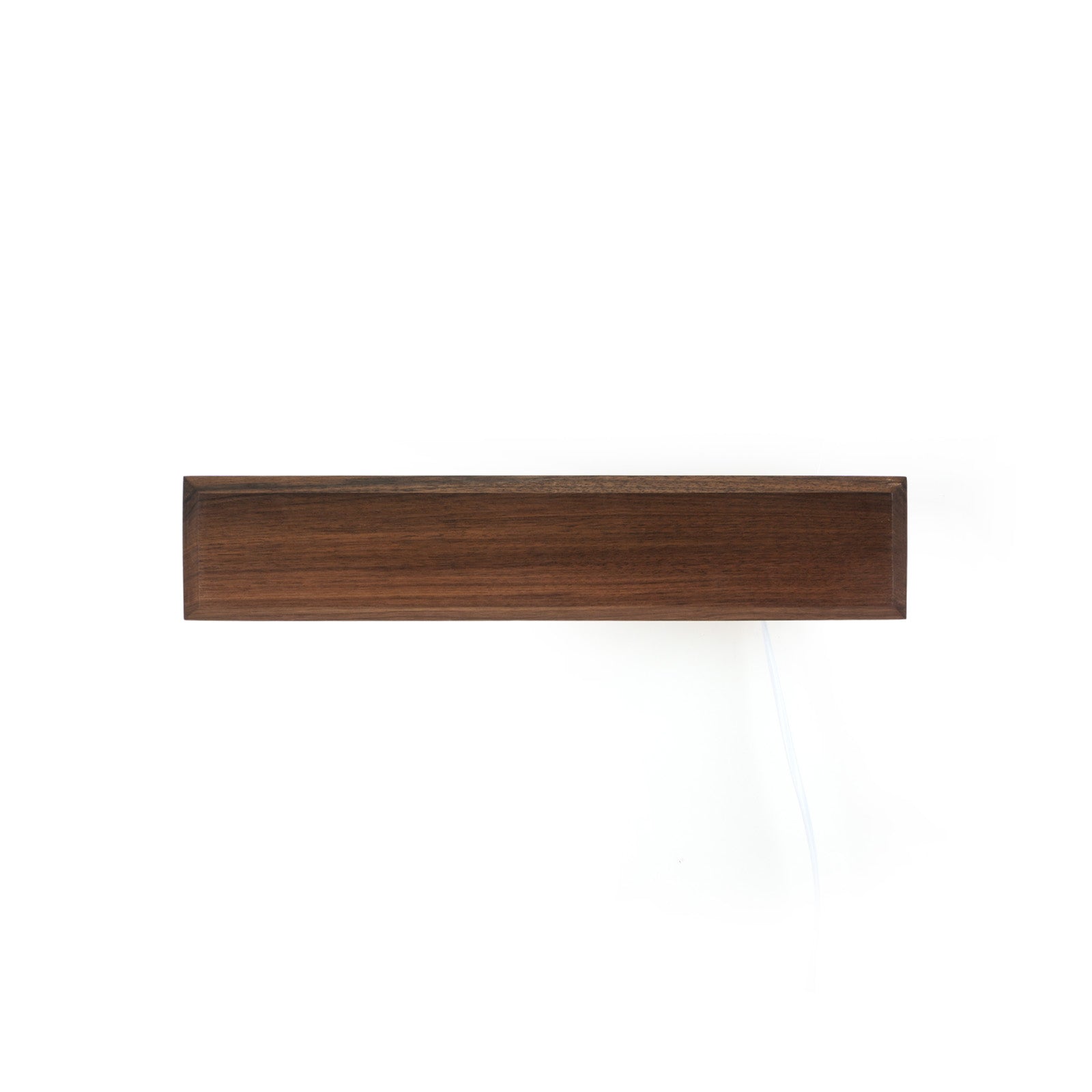 Battery-powered lamp with hand-sweep switch, wall-mounted bookshelf and newspaper/magazine rack, made of black walnut solid wood