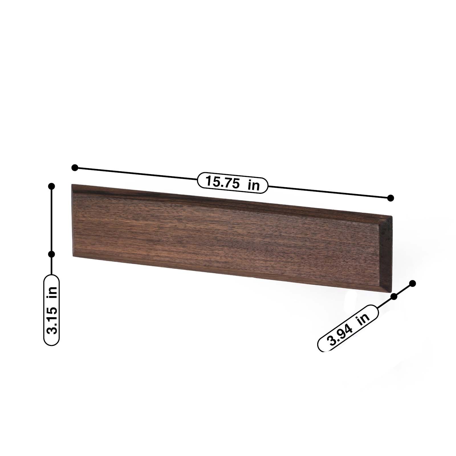 Battery-powered lamp with hand-sweep switch, wall-mounted bookshelf and newspaper/magazine rack, made of black walnut solid wood