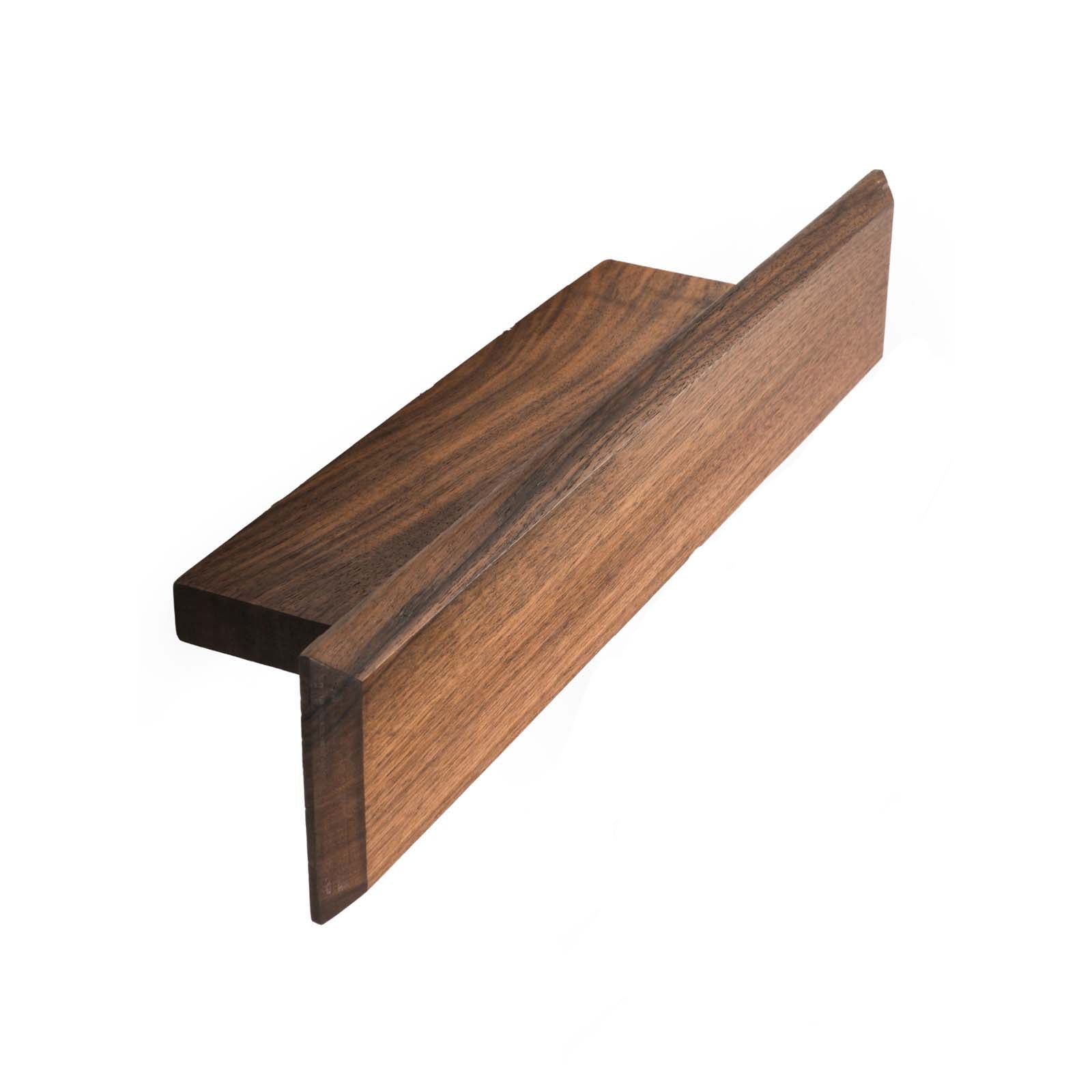 Battery-powered lamp with hand-sweep switch, wall-mounted bookshelf and newspaper/magazine rack, made of black walnut solid wood