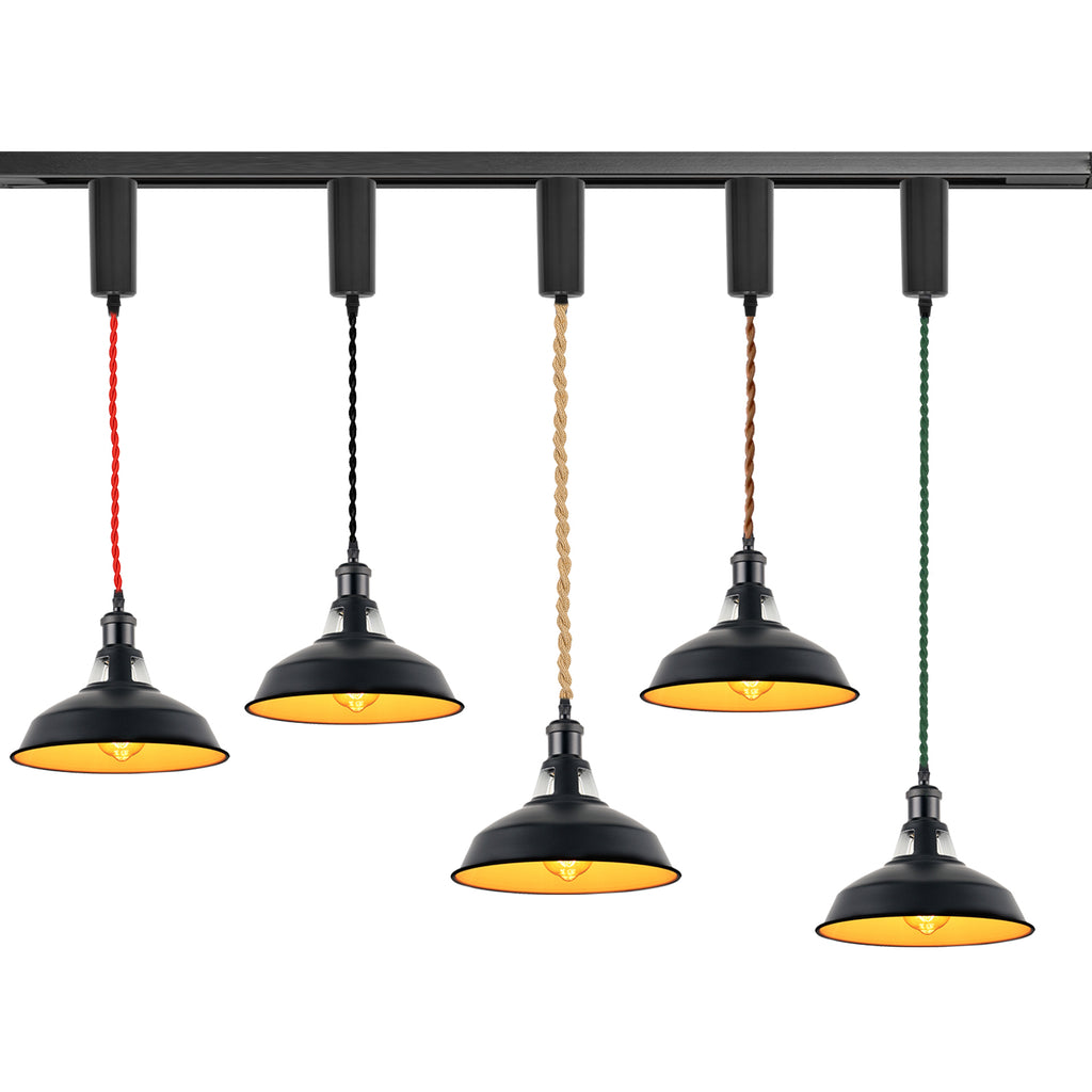 3pcs Adjustable Cable Track Light with Industrial Style Shade, Vintage Pendant Lighting, Suitable for Kitchen and Home, H-type Track J-type Track