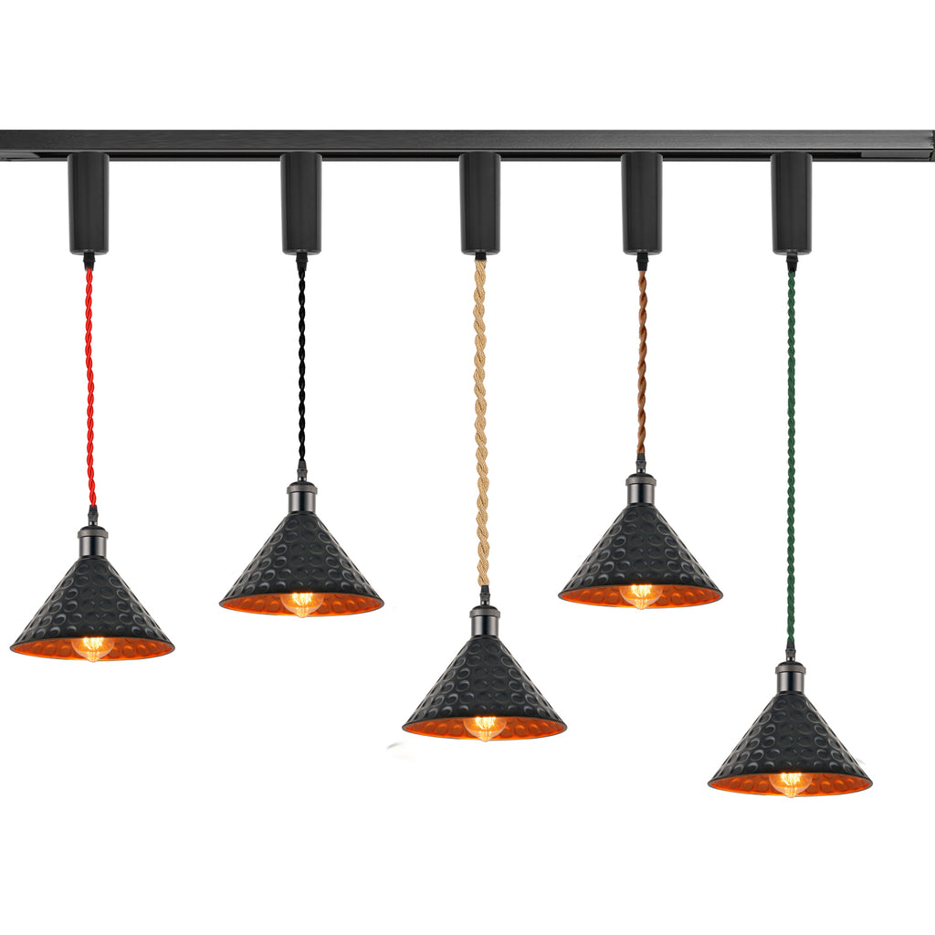 3pcs Adjustable Cable Track Light with Industrial Style Shade, Vintage Pendant Lighting, Suitable for Kitchen and Home, H-type Track J-type Track