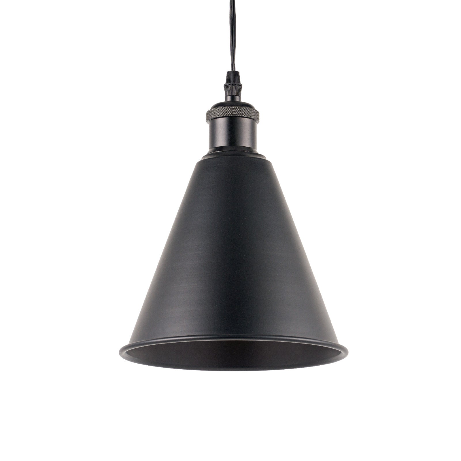 Industrial pendant light with black cone shade, vintage lighting fixture, suitable for kitchen and home lighting