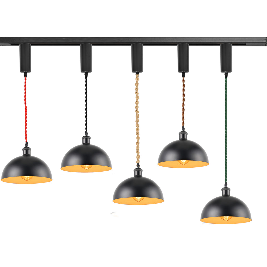 3pcs Adjustable Cable Track Light with Industrial Style Shade, Vintage Pendant Lighting, Suitable for Kitchen and Home, H-type Track J-type Track