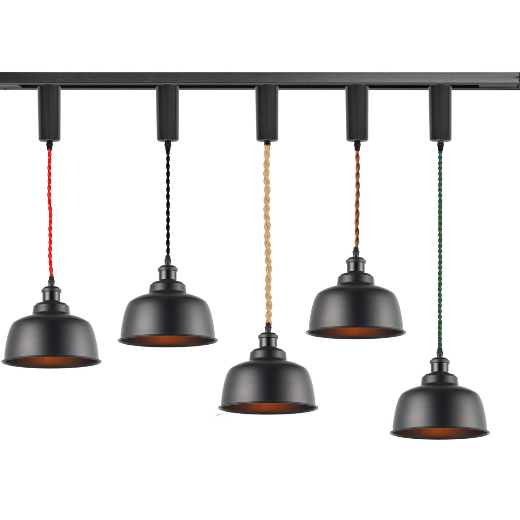 3pcs Adjustable Cable Track Light with Industrial Style Shade, Vintage Pendant Lighting, Suitable for Kitchen and Home, H-type Track J-type Track