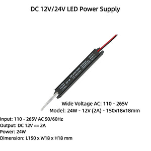 Kiven 12V 24V DC Switching Power Supply, Ultra Slim Low Profile Adapter Transformer for LED Light Box, Sign, Advertisement, LED Strip Lights