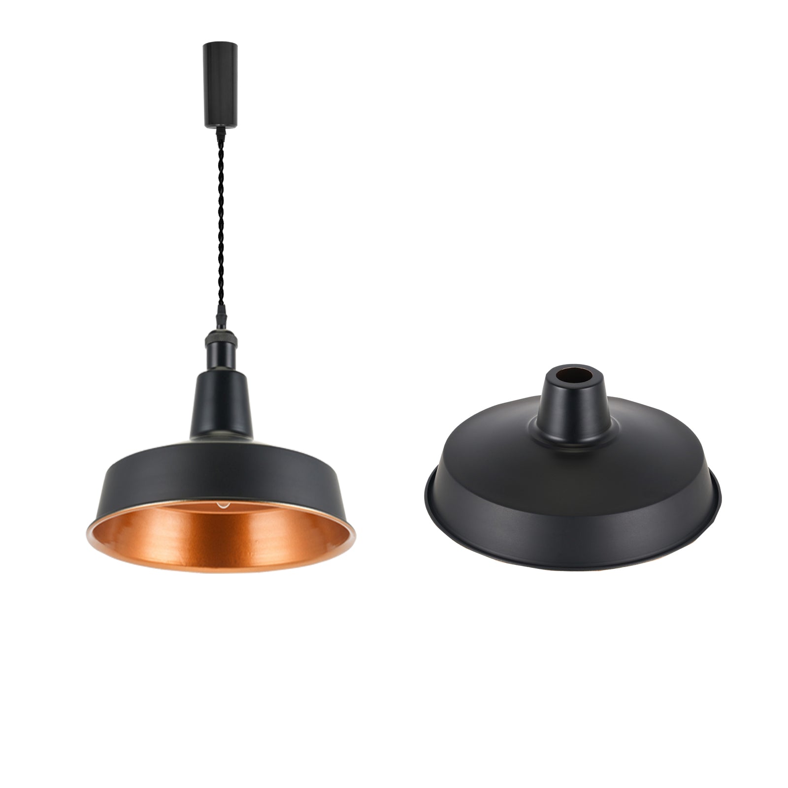 4-piece industrial retro metal bulb shield iron black hanging ceiling cone DIY lamp cover decoration replacement lamp cover is suitable for chandelier desk lamp wall lamp.