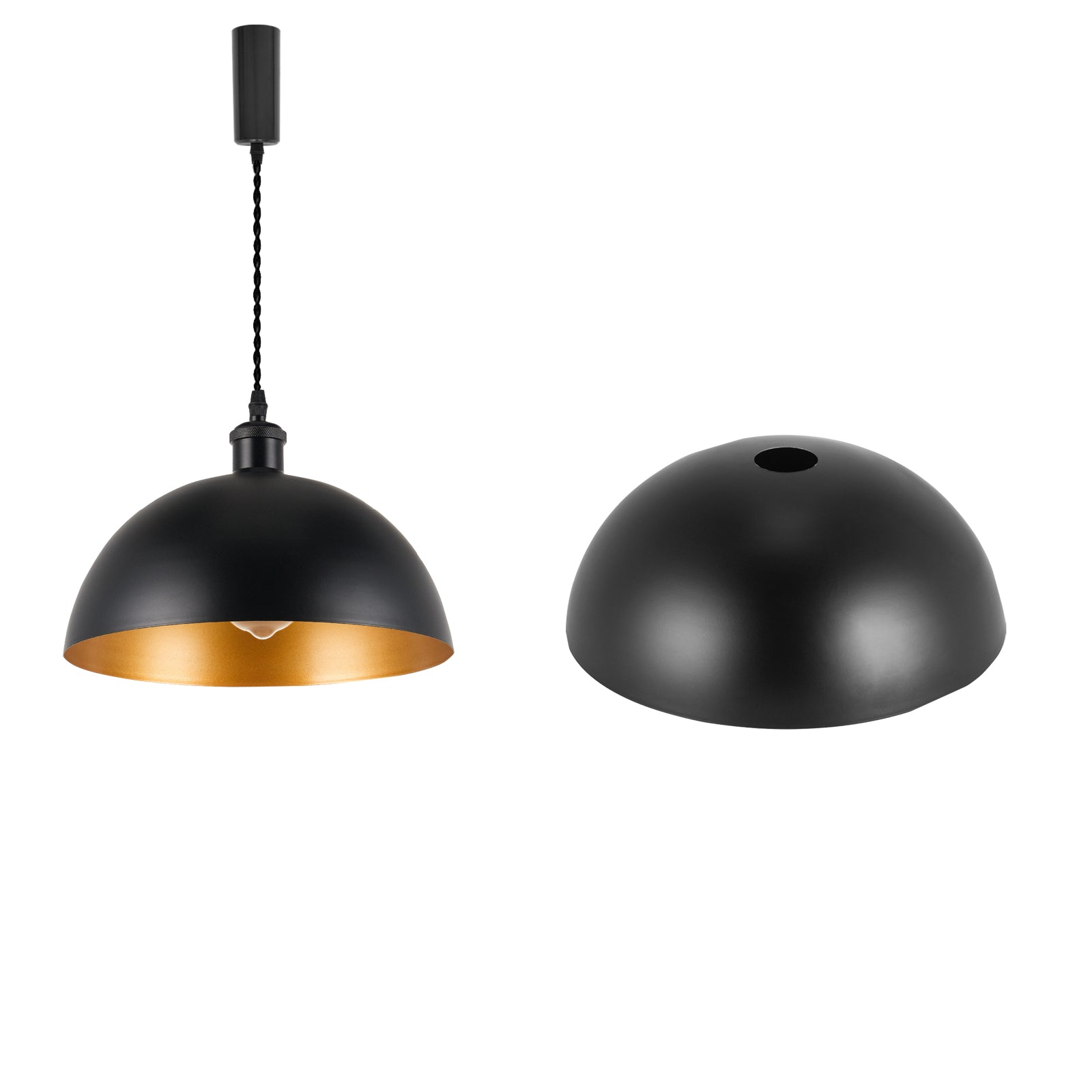 4-piece industrial retro metal bulb shield iron black hanging ceiling cone DIY lamp cover decoration replacement lamp cover is suitable for chandelier desk lamp wall lamp.