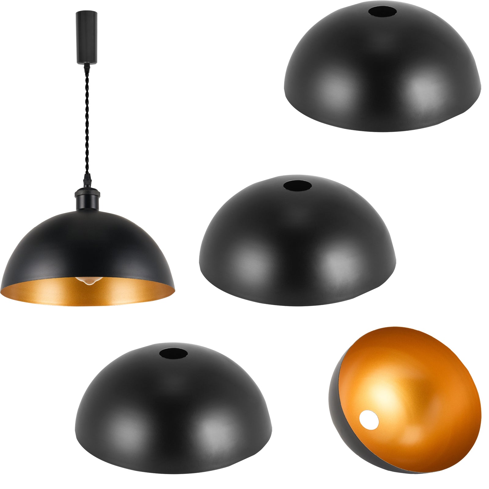 4-piece industrial retro metal bulb shield iron black hanging ceiling cone DIY lamp cover decoration replacement lamp cover is suitable for chandelier desk lamp wall lamp.