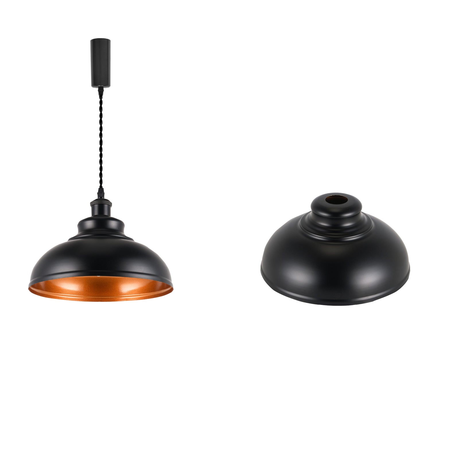 4-piece industrial retro metal bulb shield iron black hanging ceiling cone DIY lamp cover decoration replacement lamp cover is suitable for chandelier desk lamp wall lamp.