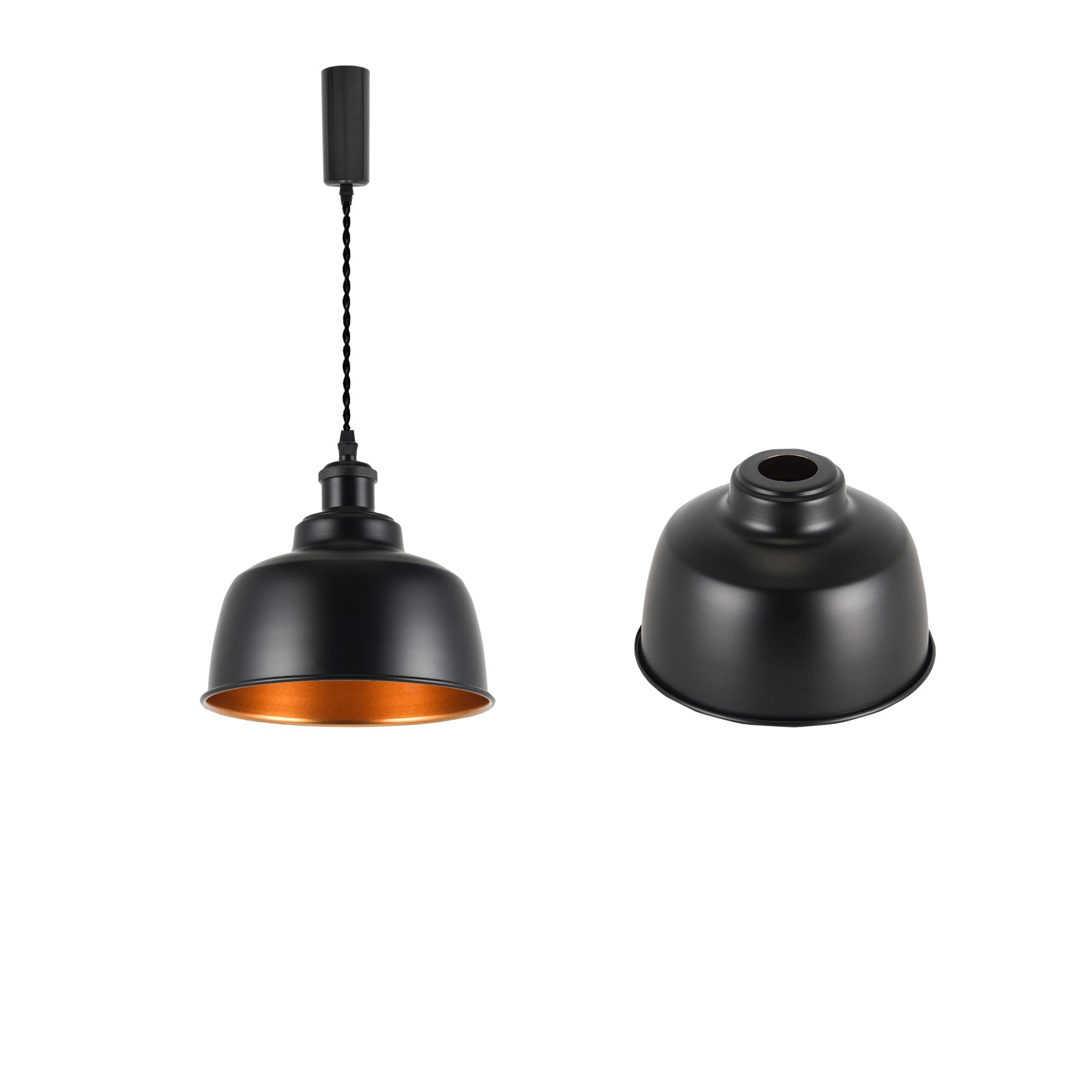 4-piece industrial retro metal bulb shield iron black hanging ceiling cone DIY lamp cover decoration replacement lamp cover is suitable for chandelier desk lamp wall lamp.