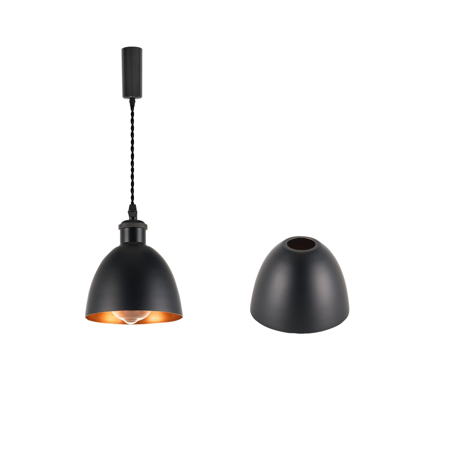 4-piece industrial retro metal bulb shield iron black hanging ceiling cone DIY lamp cover decoration replacement lamp cover is suitable for chandelier desk lamp wall lamp.