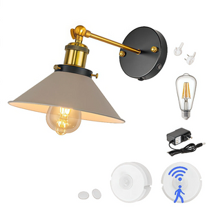 Kiven Wireless PIR Motion Sensor Light Sensing 5600mAh Rechargeable Battery Operate LED Wall Sconce, No Drilling Adjustable Wall Mounted Light 2 Motion Sensors No Pair Required for Bathroom