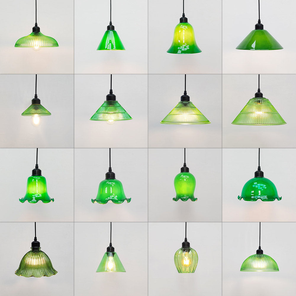 Kiven Retro Pendant Light, Nordic Vintage American Farmhouse Industrial Green Glass Shade, for Cafe Bar Restaurant Hallway Lighting