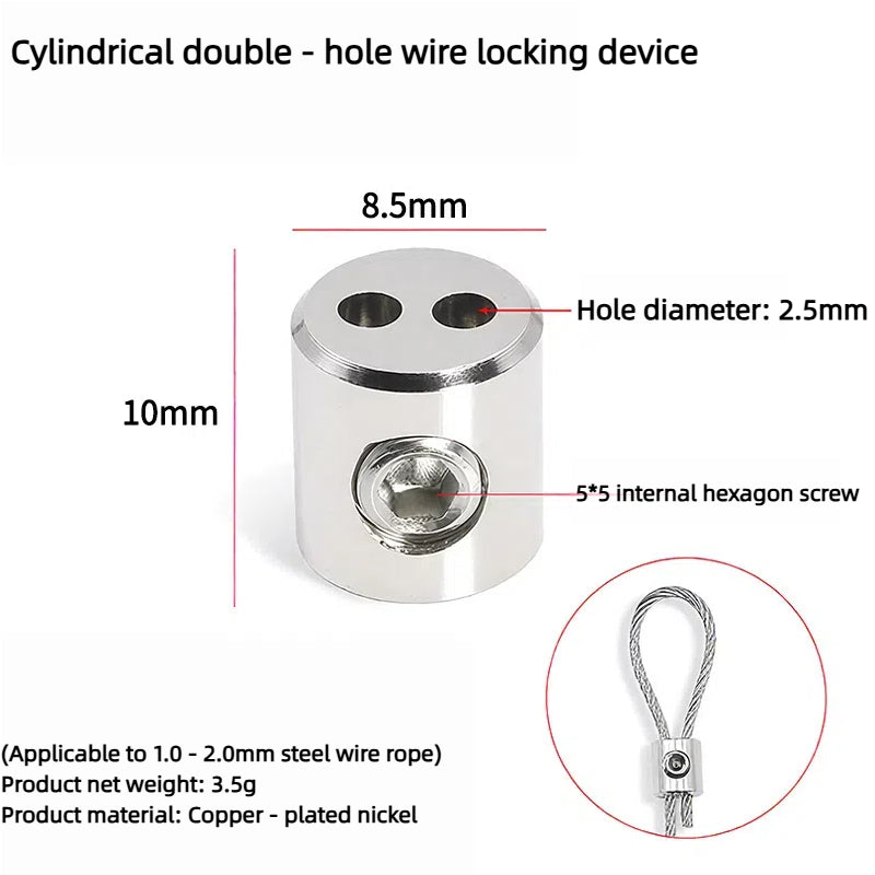Kiven Steel Wire Rope Lock Buckle, Double - Hole Lifting Code, Self - Locking Wire Lock Device, Adjustable Tightening Fastening Chuck, Lamp Hardware Accessories