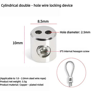 Kiven Steel Wire Rope Lock Buckle, Double - Hole Lifting Code, Self - Locking Wire Lock Device, Adjustable Tightening Fastening Chuck, Lamp Hardware Accessories