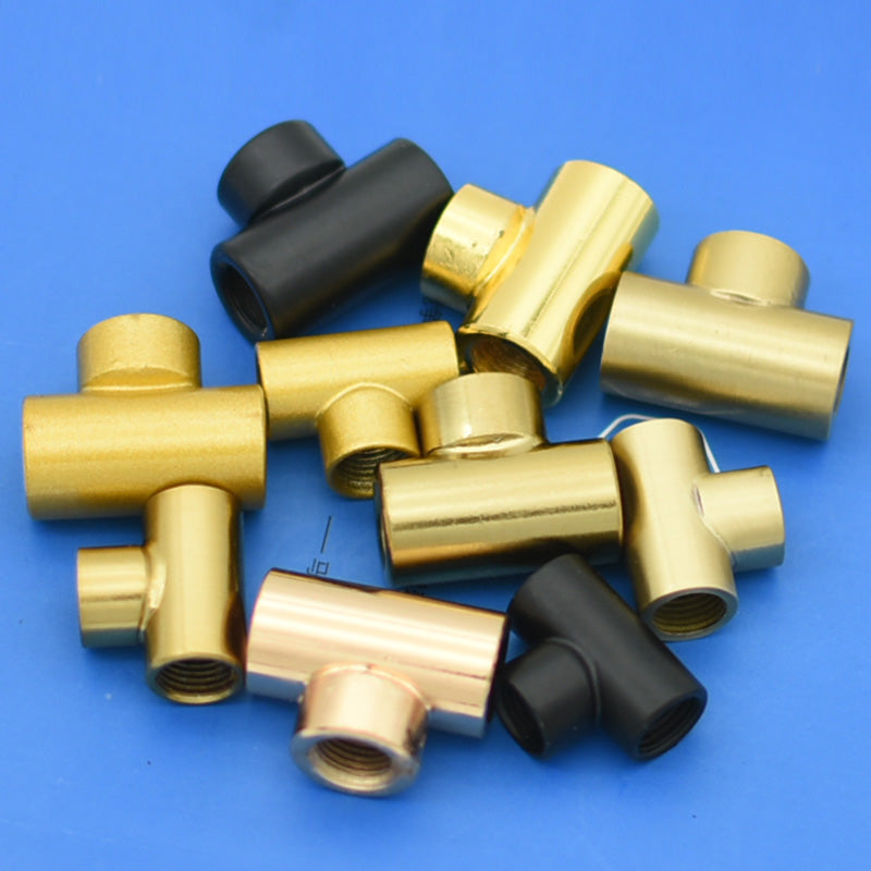 4-Pack M10 Iron T-shaped Connecting Nuts: 90-Degree Right-Angle Threads in Black and Gold, for Bedroom and Living Room Lighting Fixture Assembly