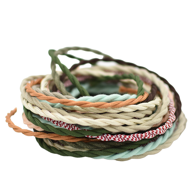 Braided twisted wire power cord in various colors. Perfect for Edison retro ceiling lamps.