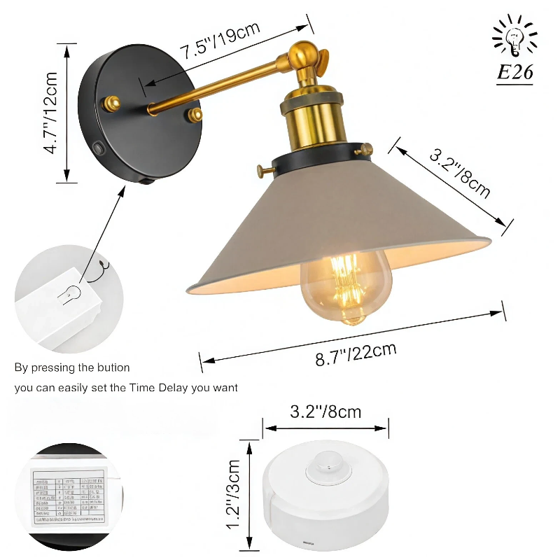 Kiven Wireless PIR Motion Sensor Light Sensing 5600mAh Rechargeable Battery Operate LED Wall Sconce, No Drilling Adjustable Wall Mounted Light 2 Motion Sensors No Pair Required for Bathroom