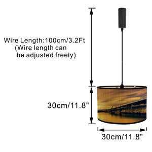 Track Light Adjustable Cable Freely Folding Bamboo Column Shade For Seaside Villa Farmhouse 2Pcs Scenery Pattern C