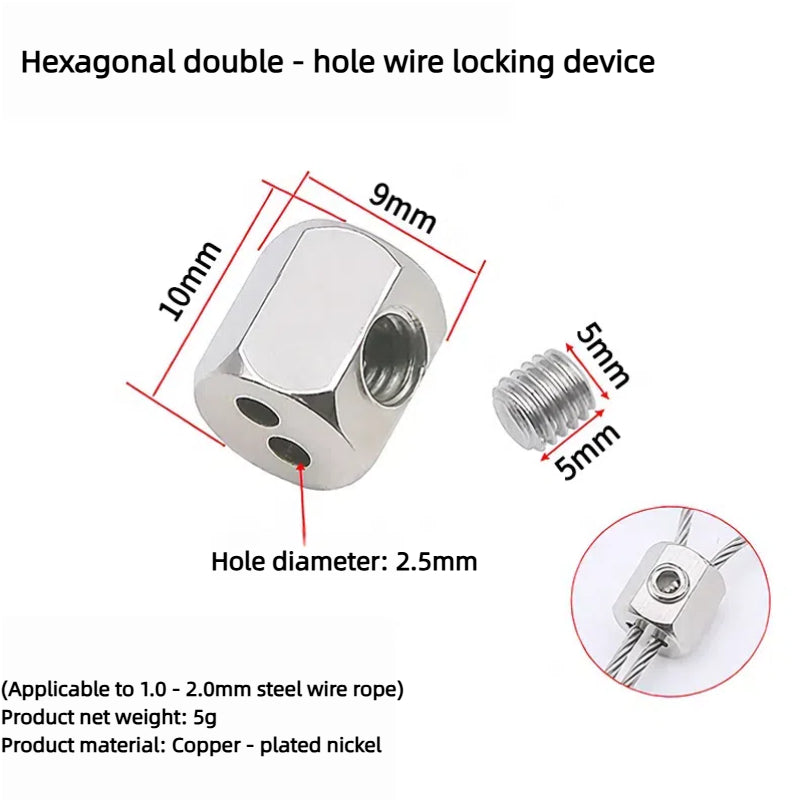 Kiven Steel Wire Rope Lock Buckle, Double - Hole Lifting Code, Self - Locking Wire Lock Device, Adjustable Tightening Fastening Chuck, Lamp Hardware Accessories