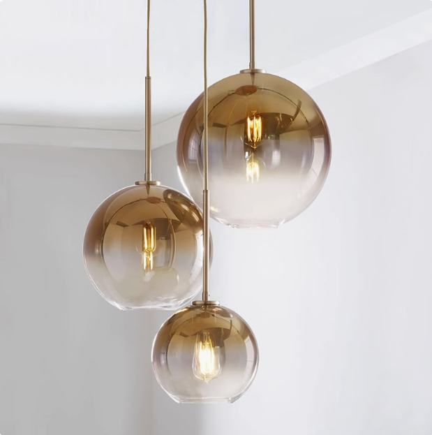 Kiven Nordic Modern Minimalist Adjustable Glass Globe Pendant Light, Creative Single - Head Design, Ideal for Dining Room, Cafe, Bedroom & Bar Ambience