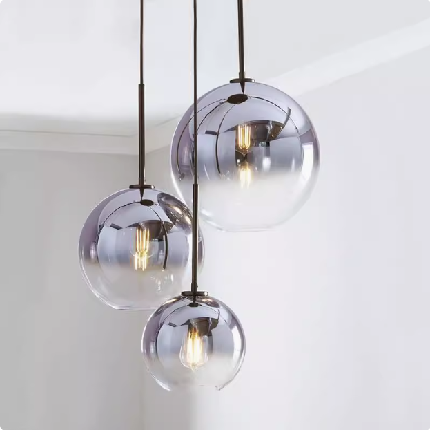Kiven Nordic Modern Minimalist Adjustable Glass Globe Pendant Light, Creative Single - Head Design, Ideal for Dining Room, Cafe, Bedroom & Bar Ambience