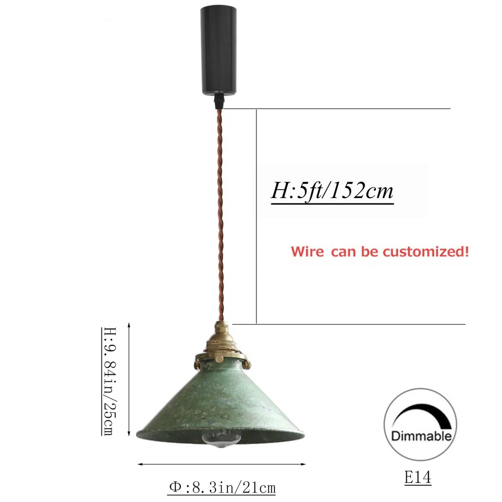 Dimmable H-Type Track Lighting Pendants with Hand-Made Copper Shade,1-Light 3.2 ft Cord Brass Finished E14 Socket Blue Rustic Cottage Style for Kitchen Living Room Customizable