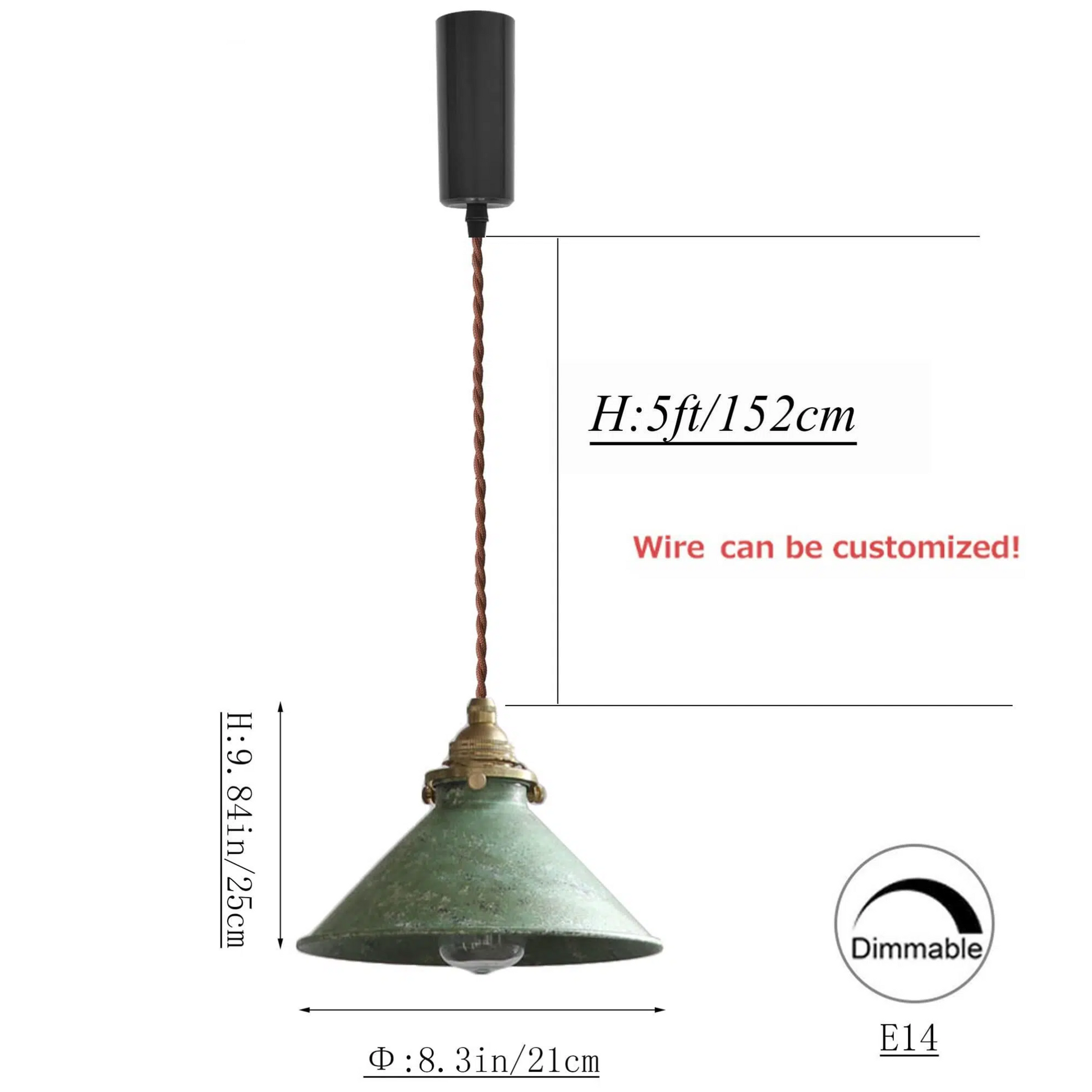 Dimmable H-Type Track Lighting Pendants with Hand-Made Copper Shade,1-Light 3.2 ft Cord Brass Finished E14 Socket Blue Rustic Cottage Style for Kitchen Living Room Customizable