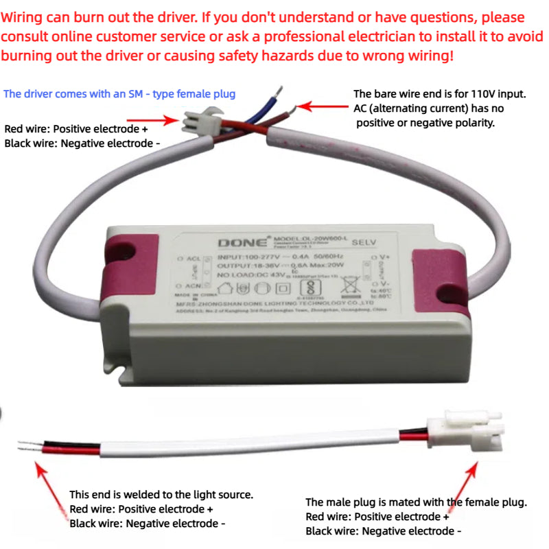 Kiven Flicker-Free LED Driver 7W 12W 20W 30W 50W for Ceiling Light, Indoor Lamp Power Supply