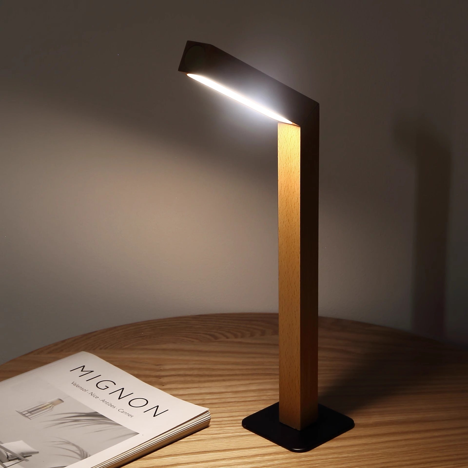 Kiven Nordic Minimalist Wooden LED Desk Lamp: Dimmable Eye-Caring Night Light for Bedroom & Bedside, Rotatable & Simple Design