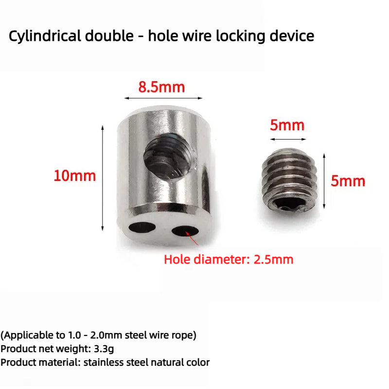 Kiven Steel Wire Rope Lock Buckle, Double - Hole Lifting Code, Self - Locking Wire Lock Device, Adjustable Tightening Fastening Chuck, Lamp Hardware Accessories