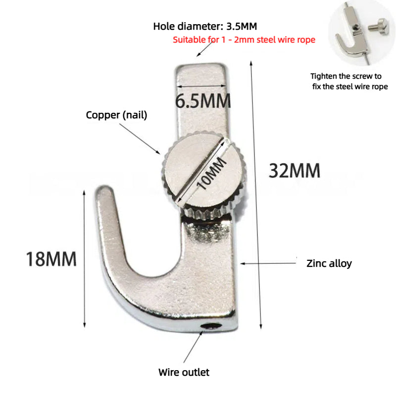 Kiven Adjustable Stainless Steel Wire Rope, Special for Chandeliers, Movable Hanging Hook for Paintings, Picture Frames, Track Hook, Lighting Wire Lock Accessories