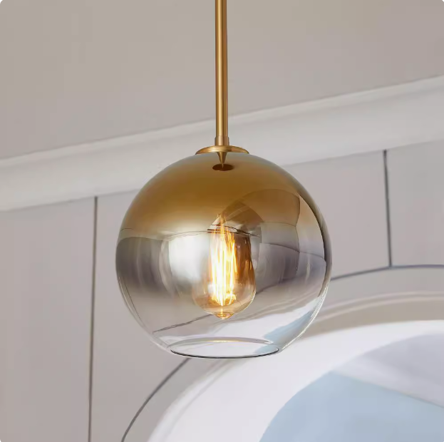 Kiven Nordic Modern Minimalist Adjustable Glass Globe Pendant Light, Creative Single - Head Design, Ideal for Dining Room, Cafe, Bedroom & Bar Ambience