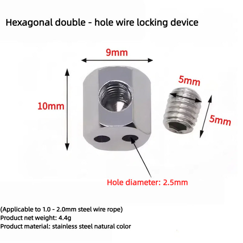 Kiven Steel Wire Rope Lock Buckle, Double - Hole Lifting Code, Self - Locking Wire Lock Device, Adjustable Tightening Fastening Chuck, Lamp Hardware Accessories