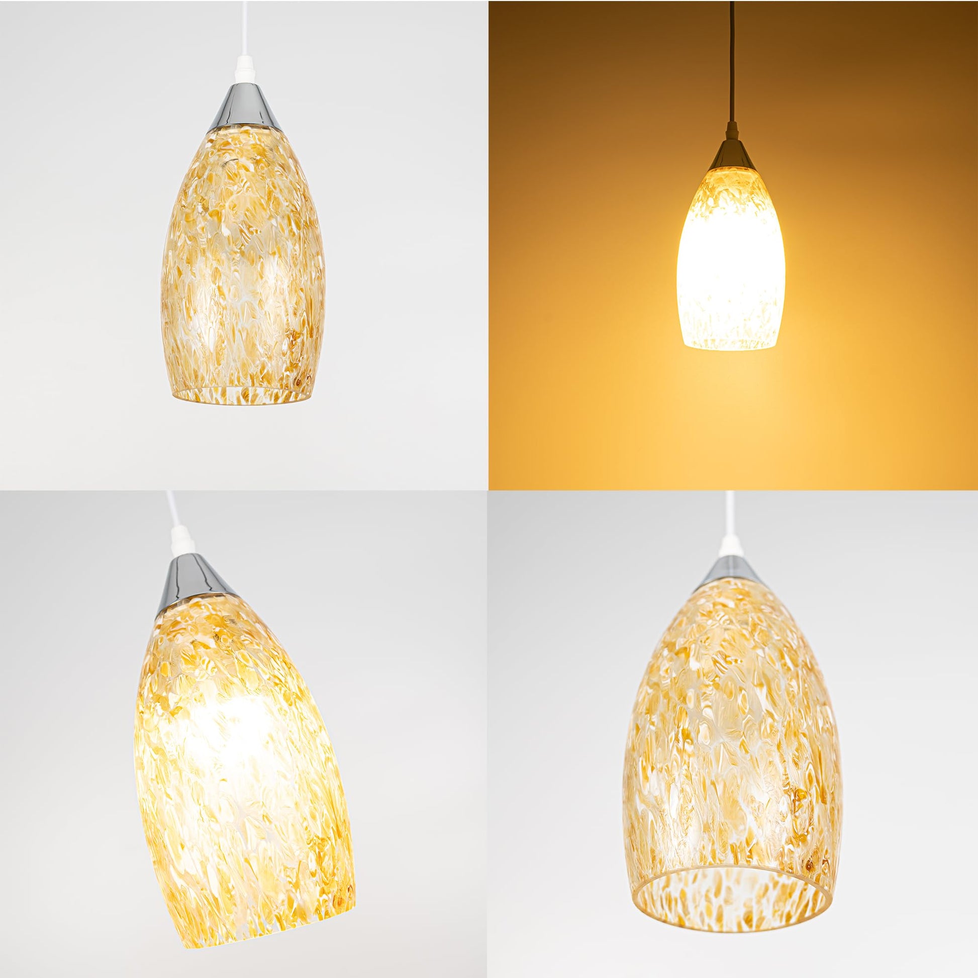 Kiven Glass Pendant Lamp Shade, φ 4.7"*H 8" Art Glass Lamp Covers, 1-Pack Oval Light Shade Replacement for Light Fixtures Replacement Pendant Light Ceiling Light DZ0506