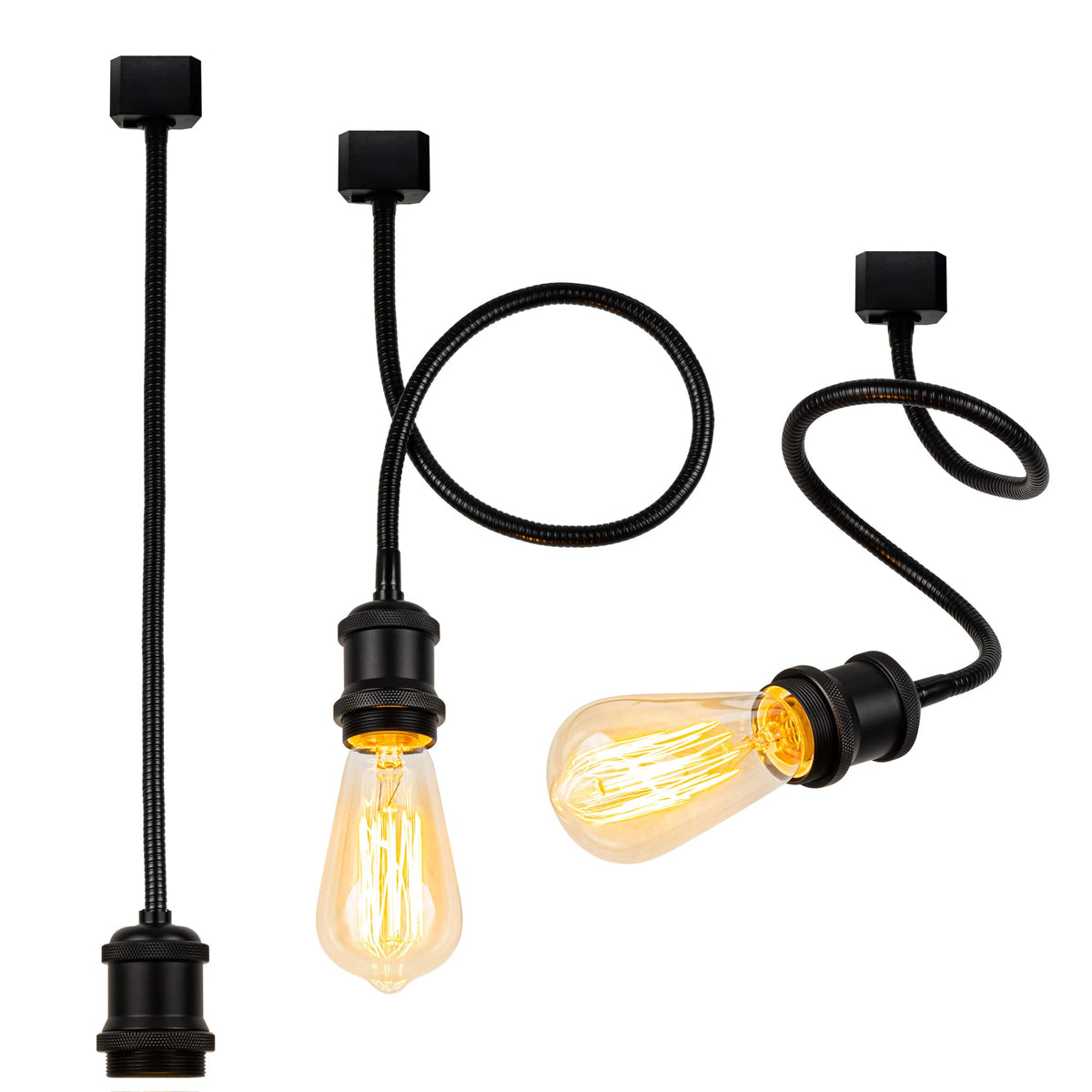 Kiven H Type Track Light,Black Iron Cone Shade Ceiling Spotlight, Flexibly Rotatable Light Goose Neck Head, Adjustable Island Lighting Mini Halo Track Mounted Pendant Lamp for Kitchen