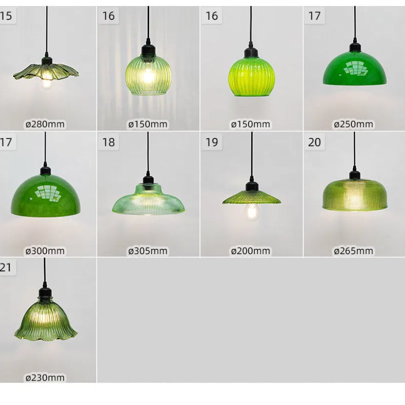 Kiven Retro Pendant Light, Nordic Vintage American Farmhouse Industrial Green Glass Shade, for Cafe Bar Restaurant Hallway Lighting