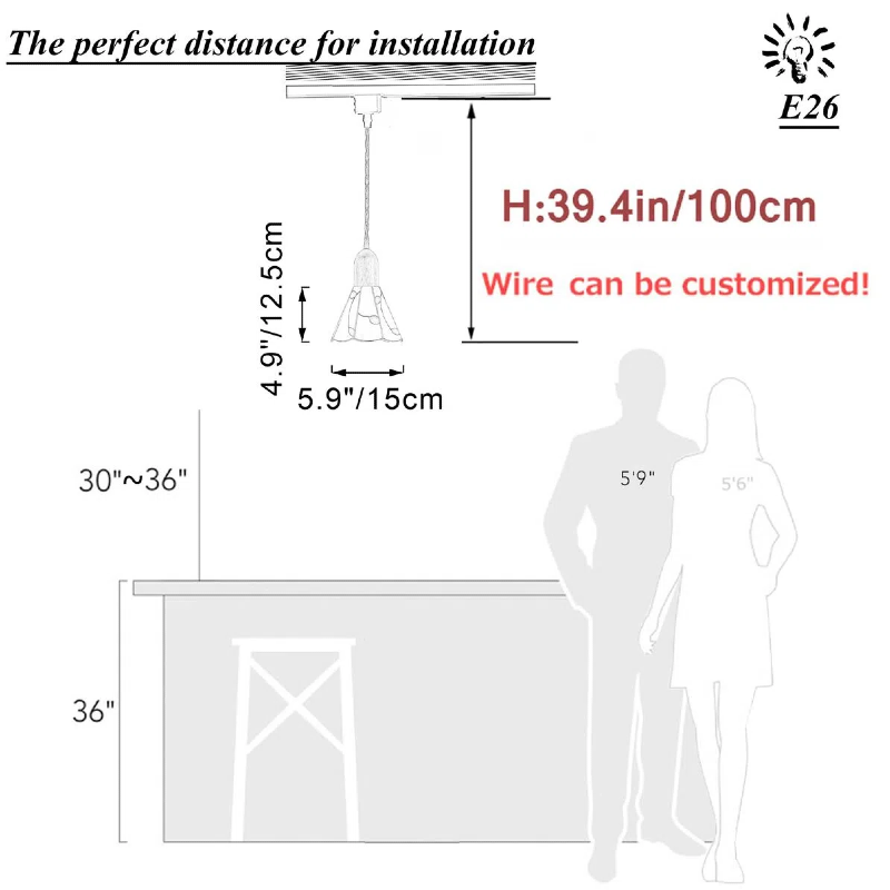 Dimmable H-Type Track Lighting Pendant Restaurant Wood Socket Industrial Shade Green Leaves Freehand Glass Cone Shape, Halo Track Mounted for Kitchen Island, 3 Lights,(Walnut Wood)