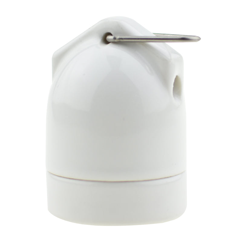 2-Pack Heat-Resistant Ceramic E27 Lamp Base: High-Frequency Porcelain Insulated Holder with Hook, for Indoor Ceiling Lights (White/Black)