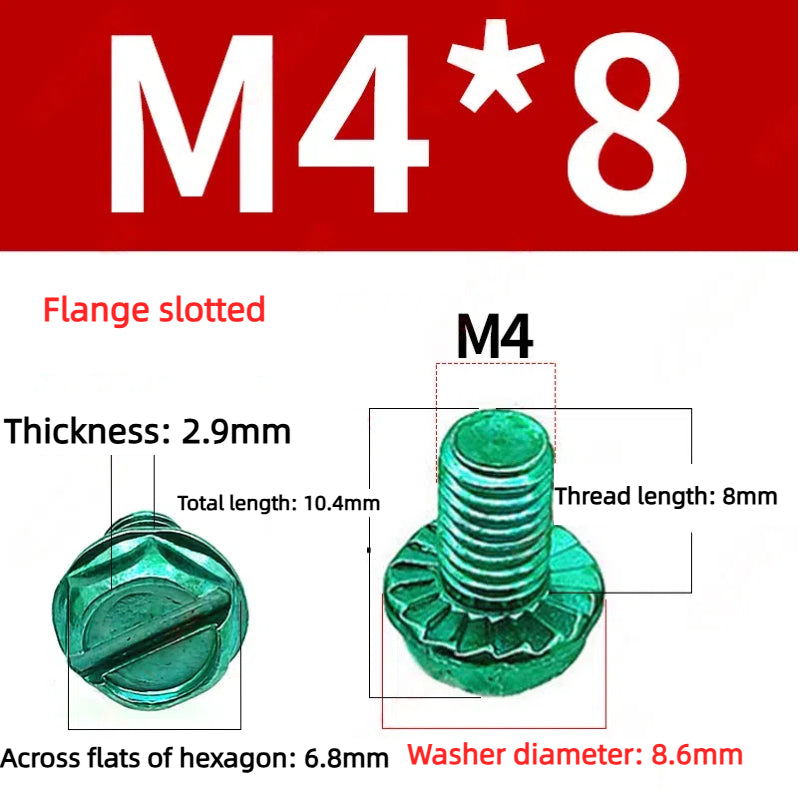 Kiven Green Screw 5/32 Thread, Imperial & Metric Thread Flange Phillips Slotted Hexagon Screw with Washer