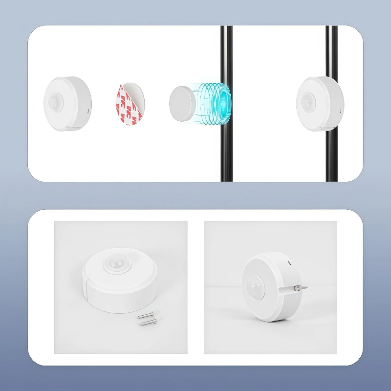 Kiven Wireless PIR Motion Sensor Light Sensing 5600mAh Rechargeable Battery Operate LED Wall Sconce, No Drilling Adjustable Wall Mounted Light 2 Motion Sensors No Pair Required for Bathroom