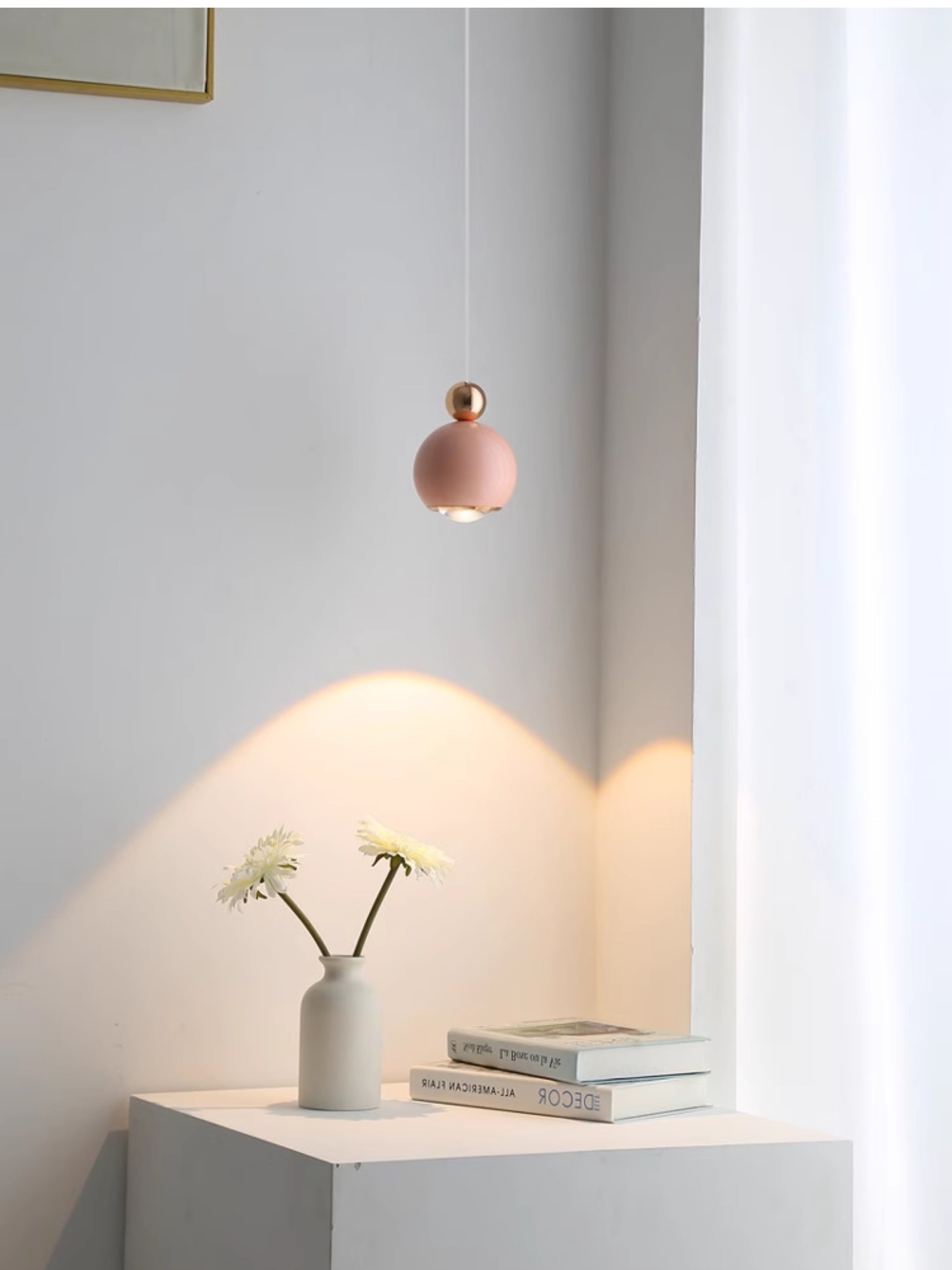 Kiven Minimalist Modern Cream Style Adjustable Pink H-Track Pendant Light for Living Room and Bedroom